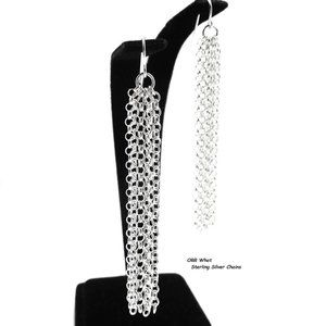 Silver Chain Long Tassel Earrings Sleek 925 Sterling Waterfall Fringe Dangle